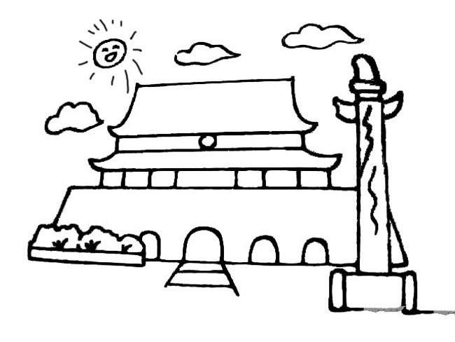 中国著名建筑天安门简笔画图片