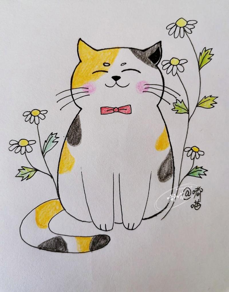 可爱的猫咪简笔画(3)