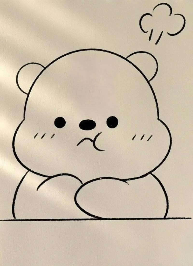 画一只生气的小熊简笔画,分步骤画的.