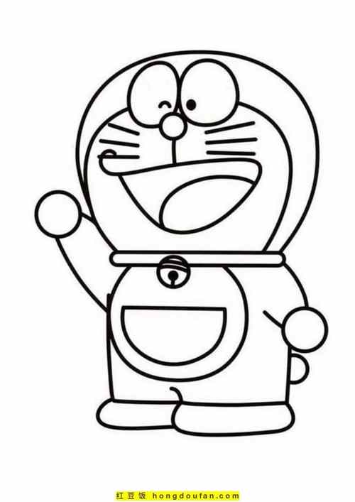 张哆啦a梦和好朋友卡通儿童涂色图片免费下载-红豆饭小学生简笔画大全