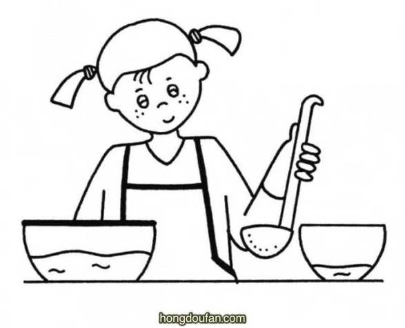 学*做饭的小女生要如何画爱做饭下厨房简笔画大全