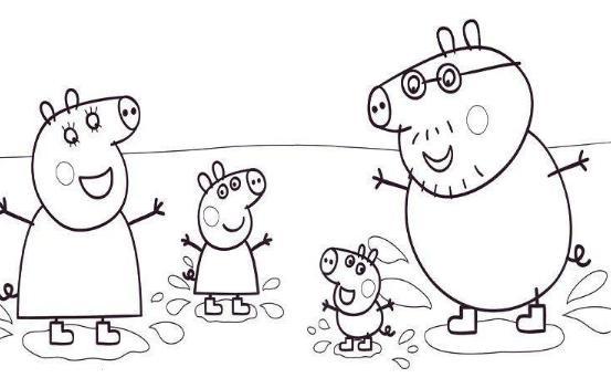 【以小猪佩奇为主题的儿童画图片大全】小猪佩奇一家人简笔画_怎样画