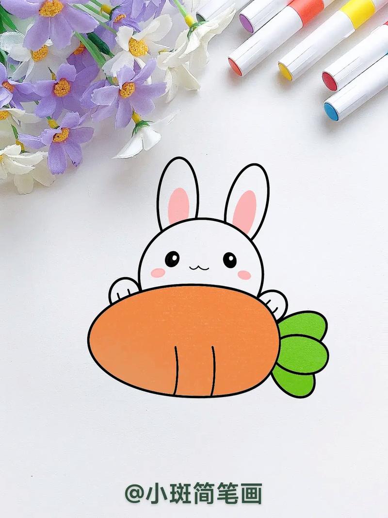 可爱的小白兔简笔画教程.一起来画小兔子吧,这个画法太简单了# - 抖音