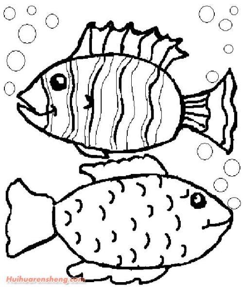 鱼儿吐泡泡简笔画可打印