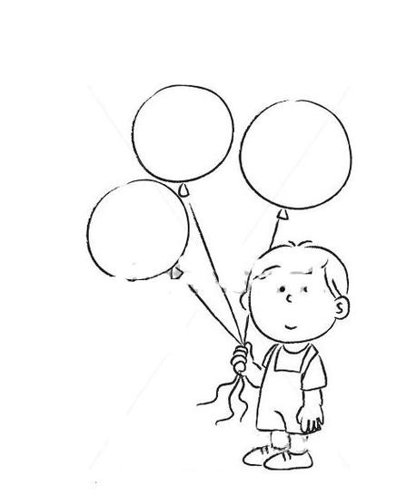 手拿气球的儿童简笔画