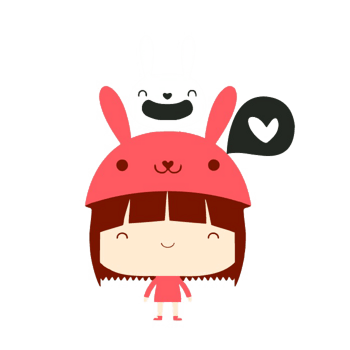 卡通戴兔帽子的小女孩
