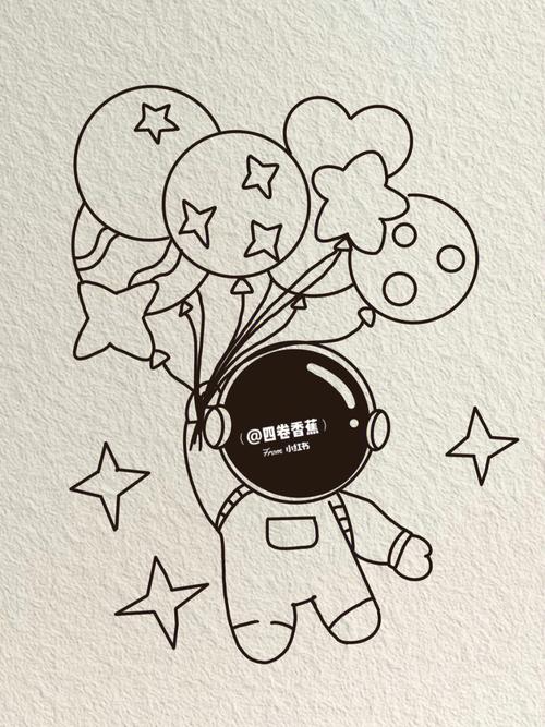 今日简笔画宇航员抓气球内有教程