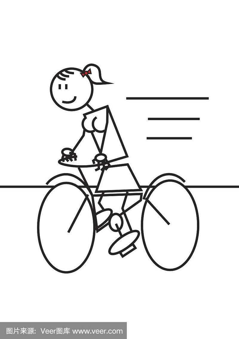 女孩骑自行车怎么画的简笔画