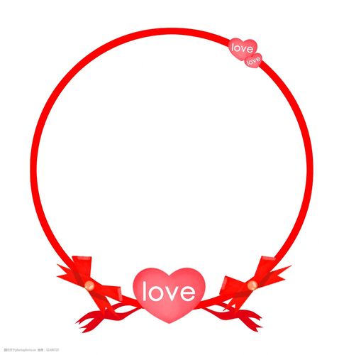 红色圆形爱情边框