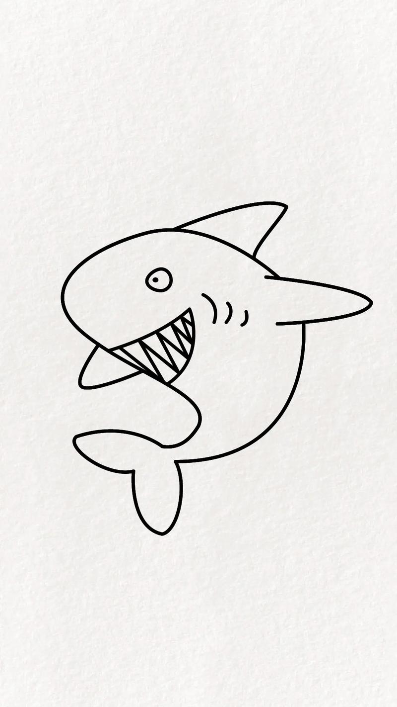 教大家画一条大鲨鱼#画画 #简笔画 #一起学画画 #儿童画  - 抖音