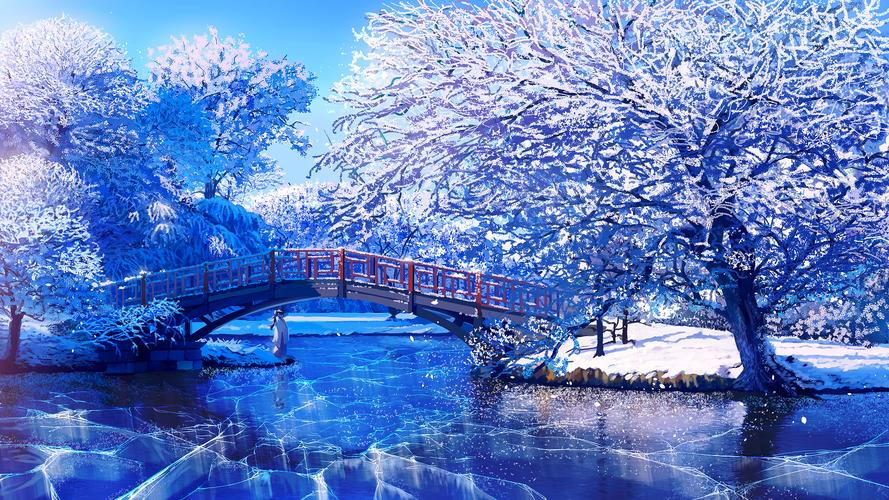 【p站唯美动漫二次元风景美图壁纸】冬日雪景